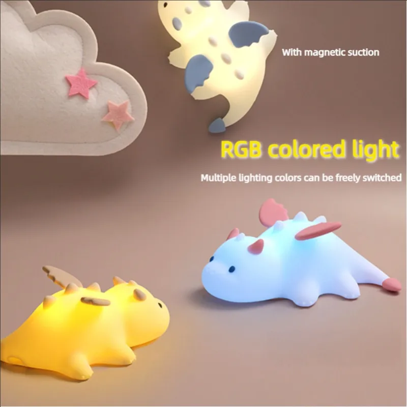 

RGB Dragon Night Light 7 Colors LED Silicone Light Touch Control Cute Children Gift Suitable for Baby Bedroom Room Decoration