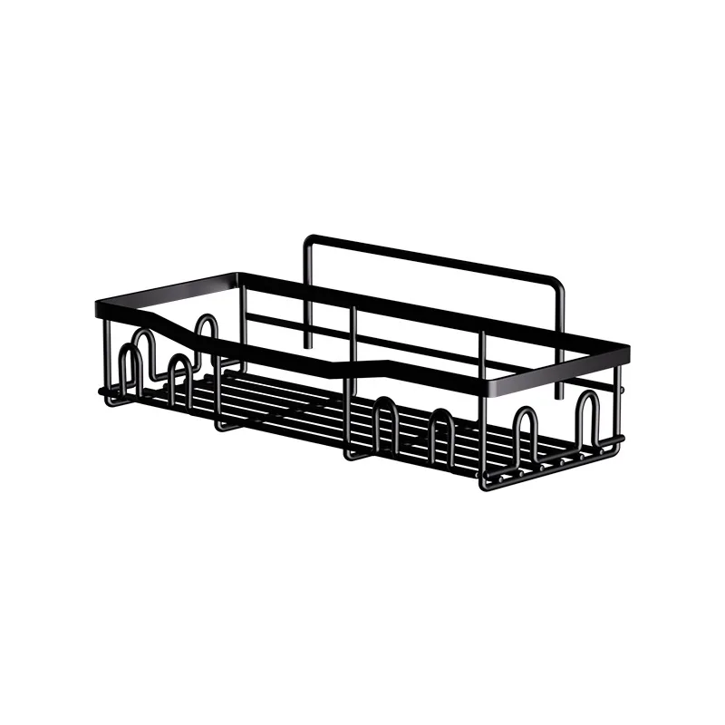 Drill-Free Iron Bathroom Shelf Organizer, Wall-Mounted Shower Storage Rack for Toiletries & Soap Holder