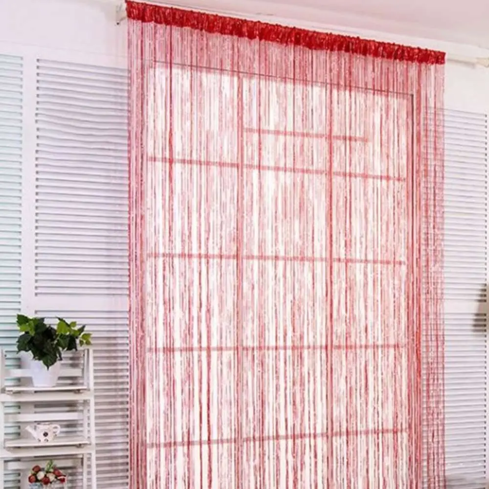 Fashion 100x200cm Silver Silk Curtain S Shape Colorful Line Curtain Living Room Decorative Curtain Wedding Party Decoration