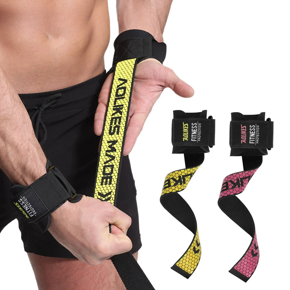 1 Pair Gym Fitness Weight Lifting Grip Straps Dumbbell Hand Grips Anti-SlipTraining Wrist Support Bands for Barbell Pull Up