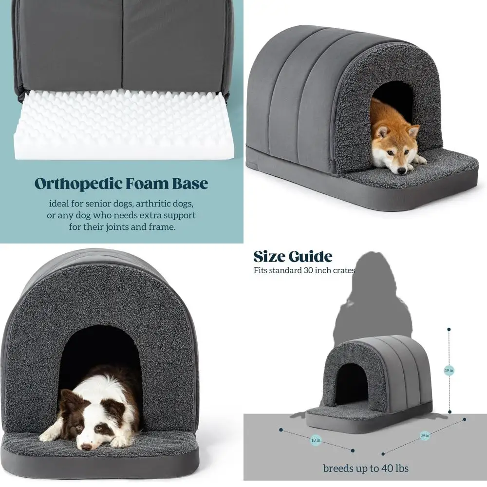 

Ортопедическая кровать-палатка для собак с пеной Egg-Crate, водонепроницаемым чехлом и нескользящим дном для средних пород - для клеток 30 дюймов, 29x18