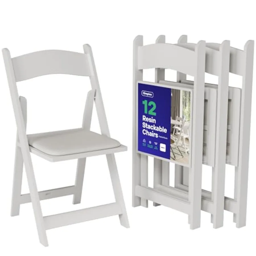 

12 Resin Folding Chairs for Events Parties, Stackable Indoor Outdoor Chairs in Gray, 800 LB Weight Capacity