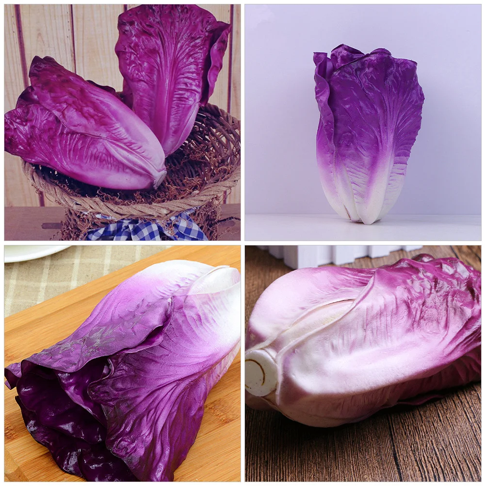 

2Pcs Lifelike Artificial Lettuce Realistic Fake Vegetables Decorative Vegetable Models PU Faderesistant Table Decor