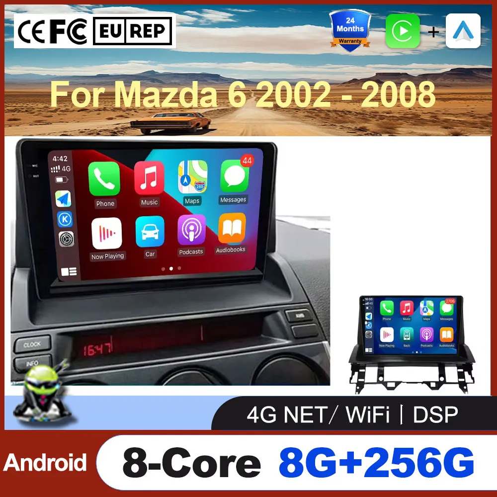 For Mazda 6 2002 - 2008 Android OS Auto Wireless Apple Carplay Multimedia Video Player WIFI 4G Car Radio GPS DSP SWC BT Tools