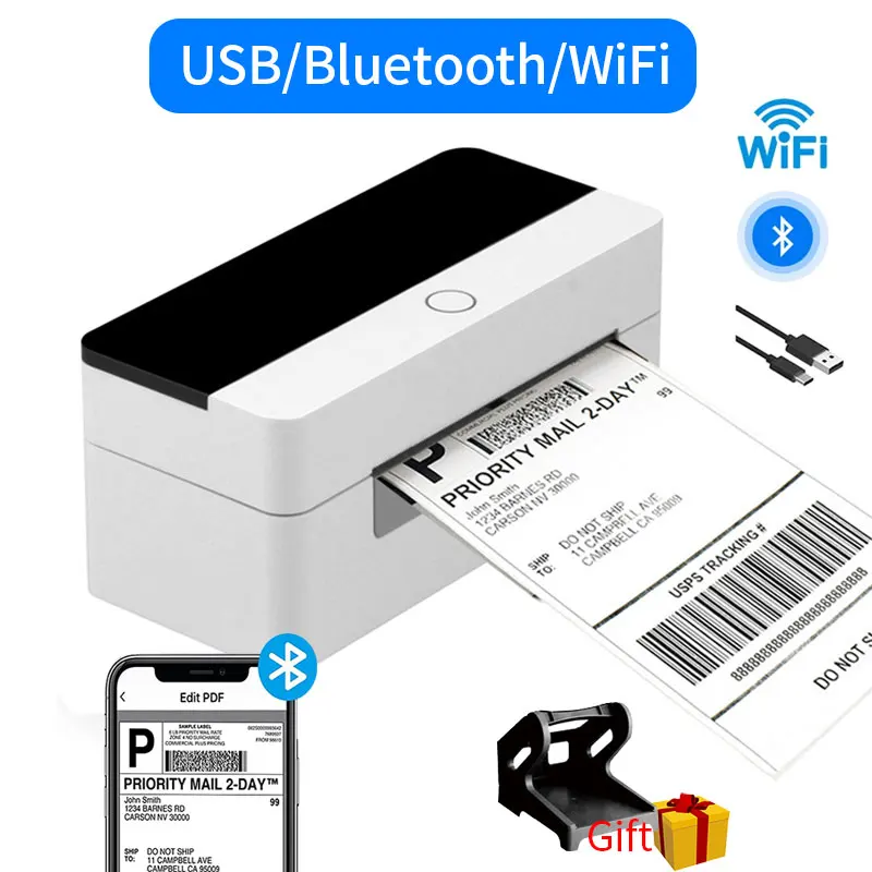 

Высокоскоростной USB Bluetooth термопринтер, устройство для изготовления этикеток, настольный 4-дюймовый принтер для этикеток и штрих-кодов для э...
