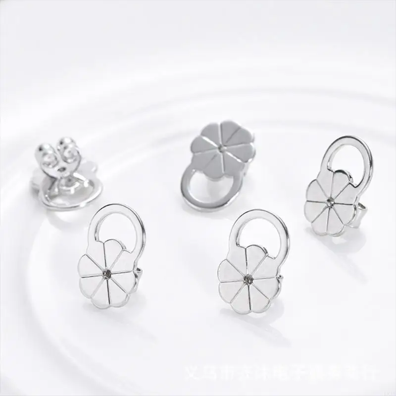  Supportive Earring Lift Backs Practical Post Connector with Locking Earring Support Pads for Drooping Earlobes