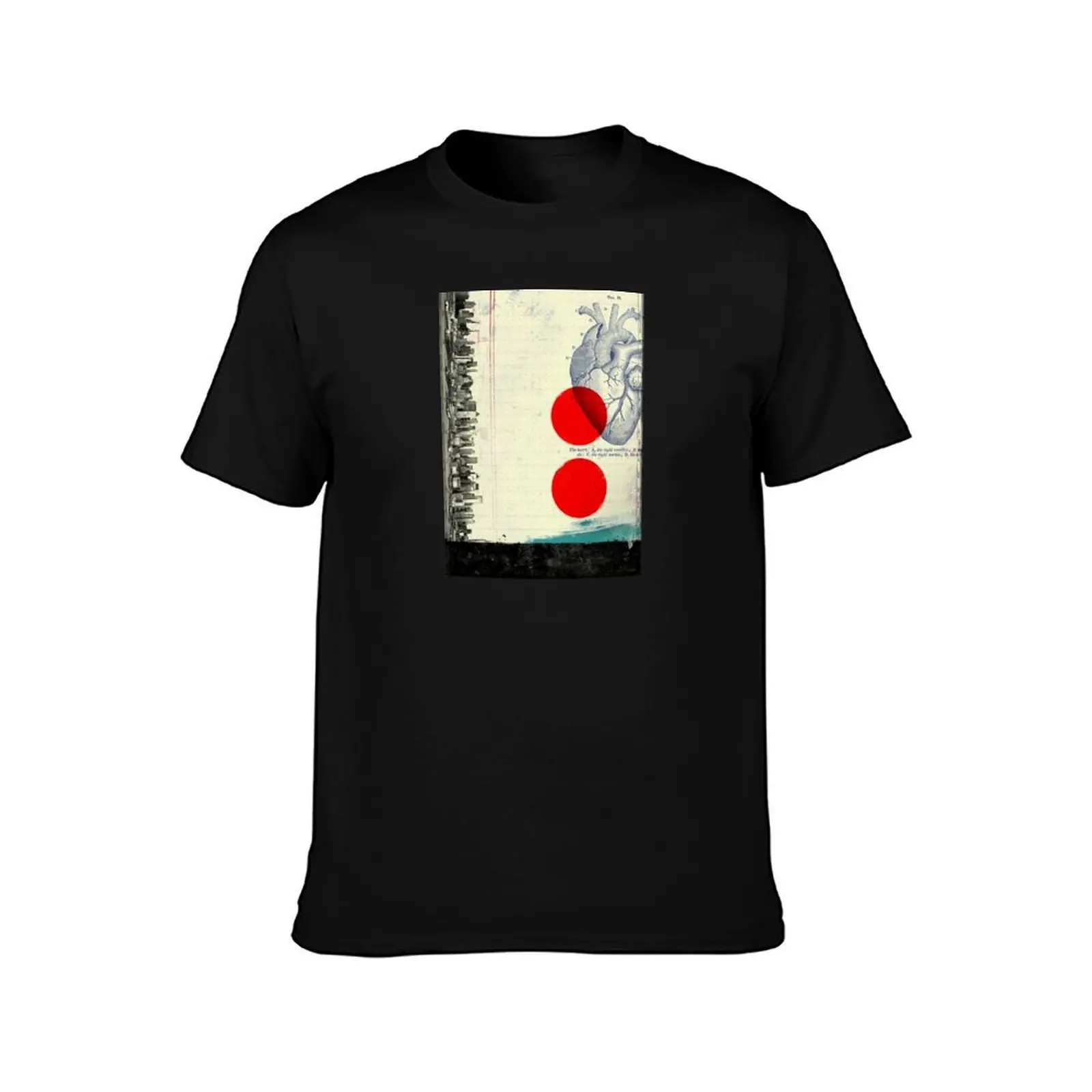 Heart 01 - Modern Abstract Collage T-Shirt Graphic Print Short Sleeve T-Shirt