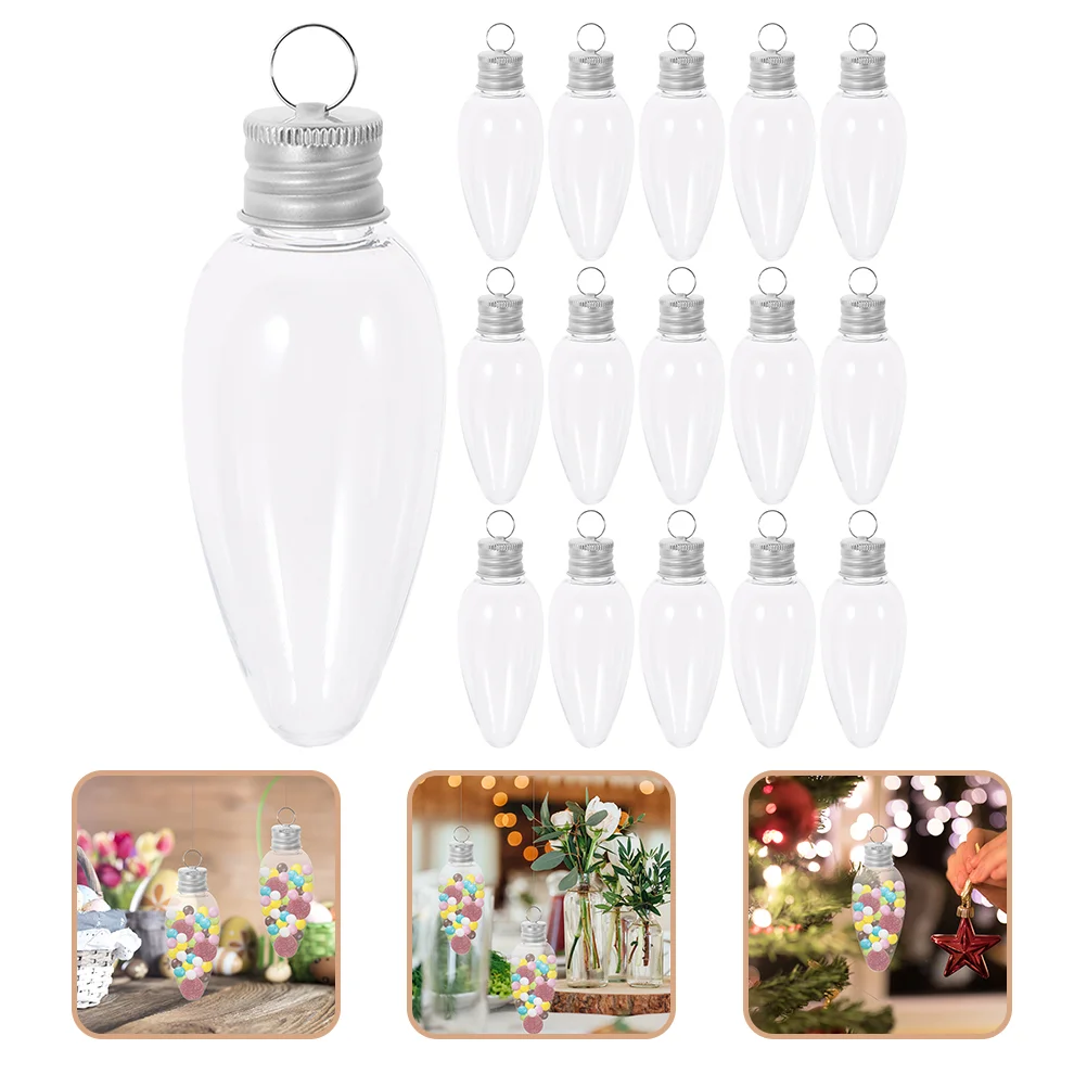 20 Pcs Small Light Bulb Candy Bottle Christmas Tree Decorations Party Favor Containers Storage Metal Ornament Banquet for