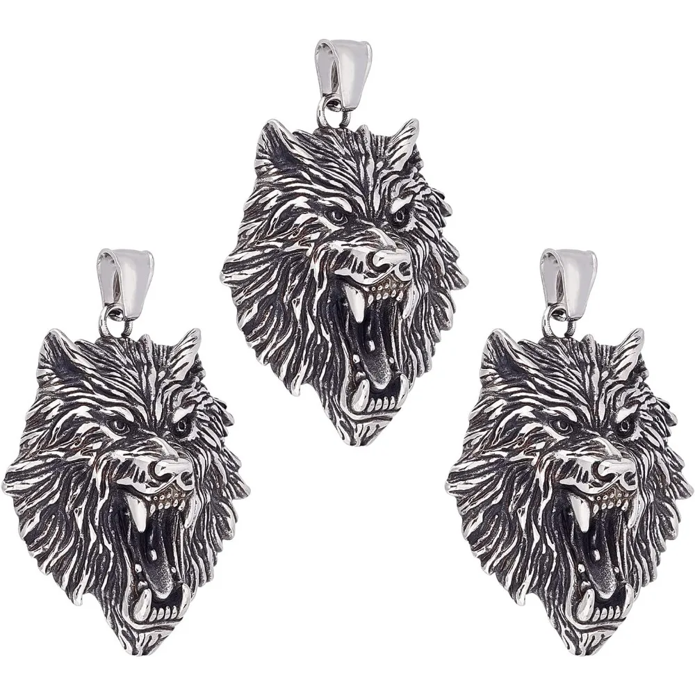 

3Pcs Tiger Pendant Charms 304 Stainless Steel Pendants Hole 8x4mm Charms Metal Animal Pendant Tiger Charms