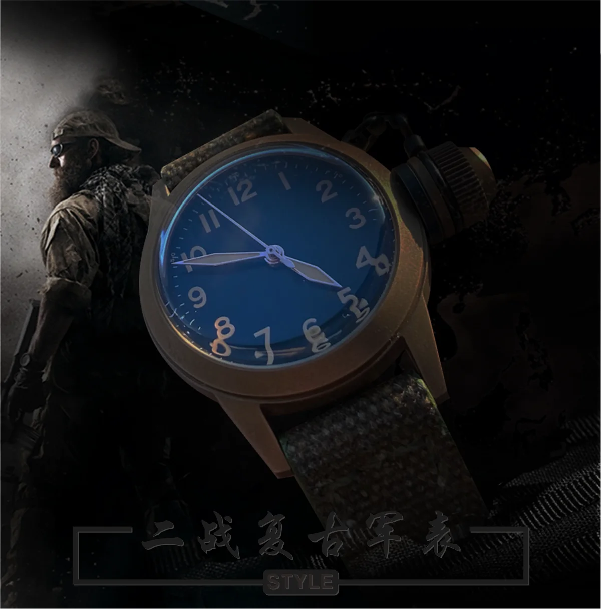 top hat sapphire crystal glass Automatic mechanical waterproof dive time  bronze /stainless steel Military watch for men fashion