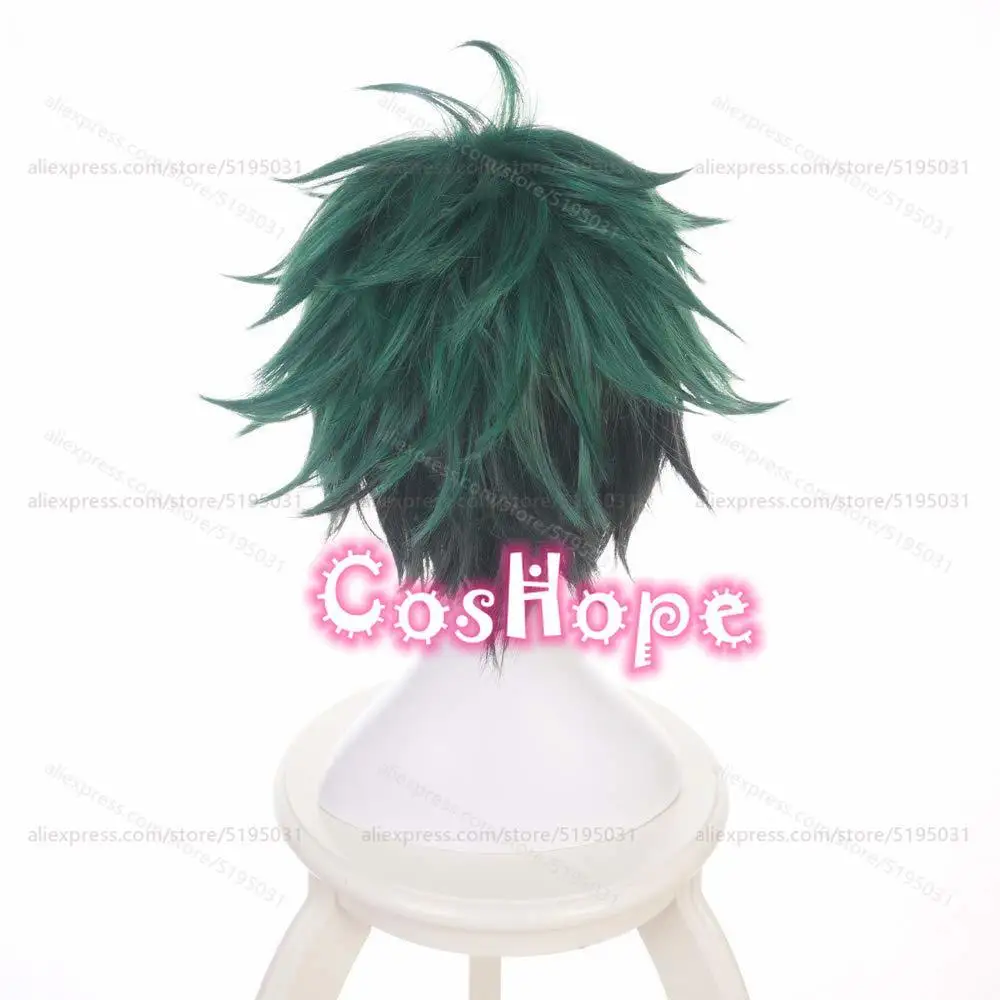 MHA Midoriya Izuku Cosplay Wig Deku Short Fluffy Green Black Wig Cosplay Anime Cosplay Wigs Heat Resistant Synthetic Wigs