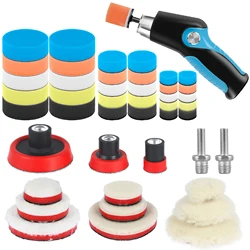 1/2/3inch Car Polishing Pad Kit 44Pcs Polishing Sponge Pads with M14 Thread Adapters Mix Size Microfiber Polishing Pad Reusable