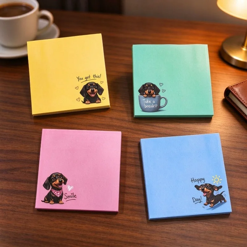 4pcs Cute Cat Puppy Sticky Notes Cartoon Animal  Memo Pad Self Adhesive Note Paper  Stationery for Student Office Journal Decor
