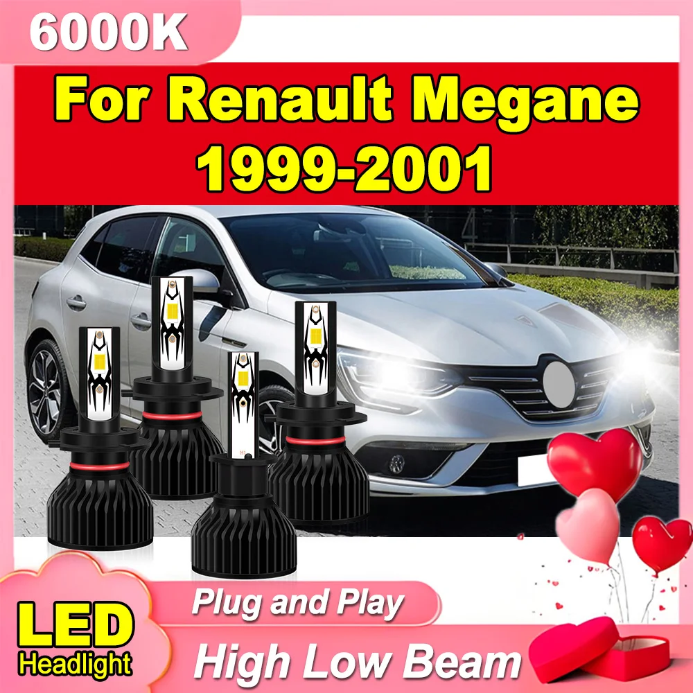

Светодиодные фары для автомобиля с функцией Plug and Play, высокой мощности, ближний и дальний свет, Canbus, без ошибок, 6000K, белый свет, суперяркие, для Renault Megane 1999-2001 гг.