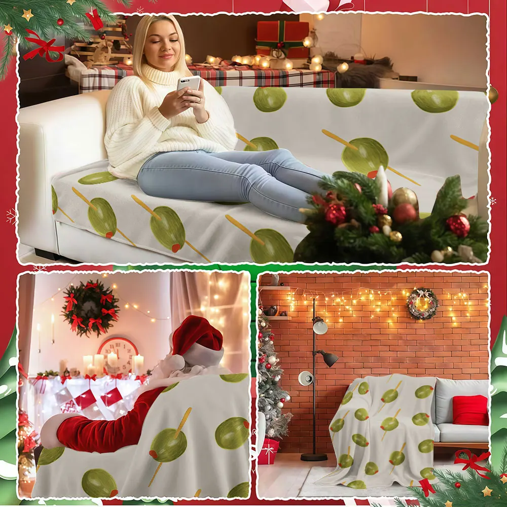 Olive Appetizer Winter Summer Flannel Blanket Throw Fleece Soft Fuzzy Plush Cozy Fleece Blankets for Sofa Ideal Gifts