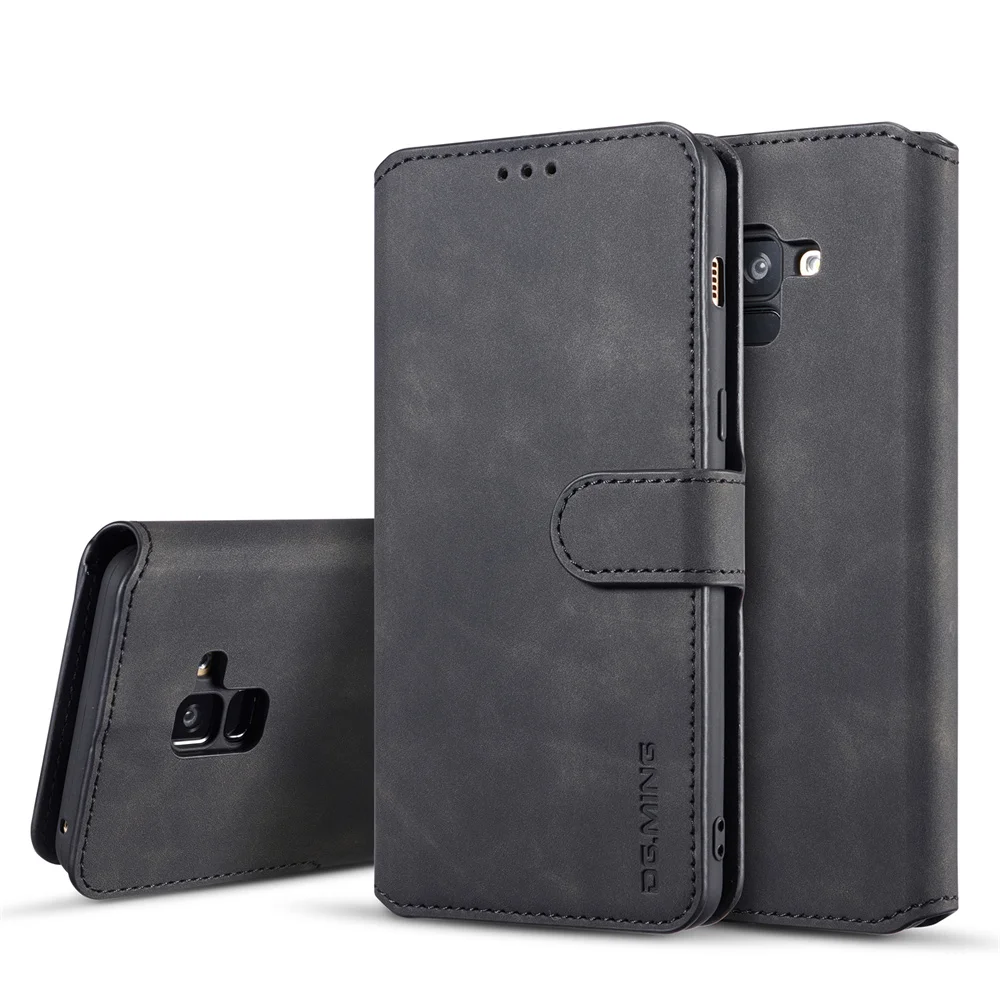 

DG.MING Luxury Retro Leather Wallet Case for Galaxy A7 2018 A750 A8 Plus A01 Core A11 M11 A21 A41 Magnetic Closure Flip Cover