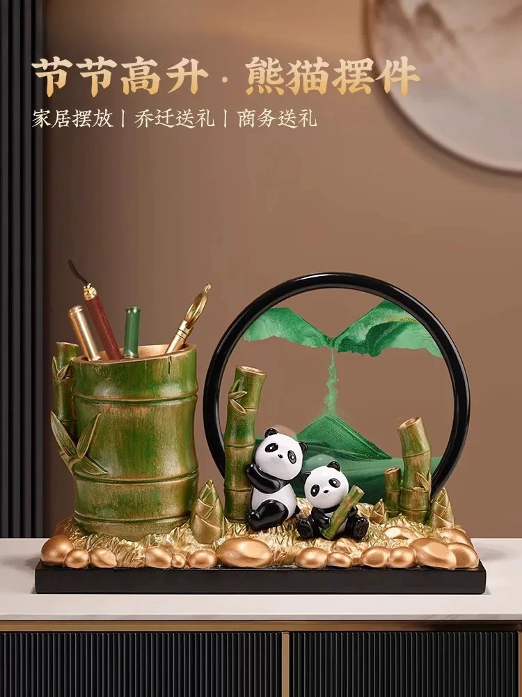 New Chinese quicksand painting ornaments are rising steadily, pen holder decoration, office table housewarming, graduation gift