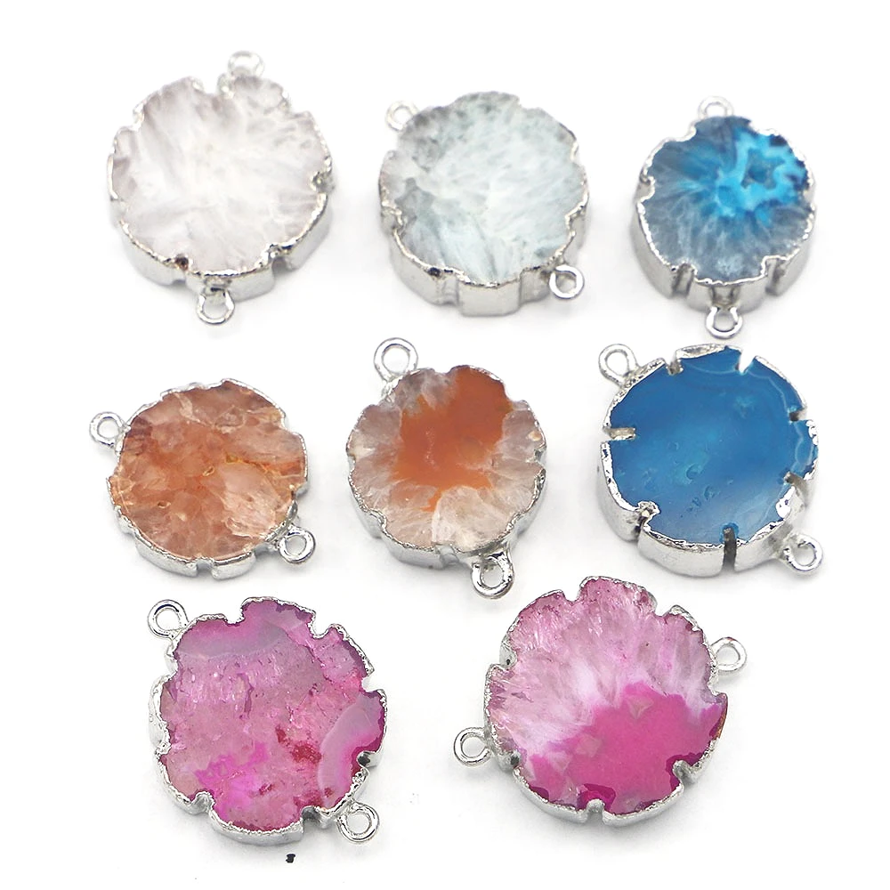 

25-20x8-5 мм кулон из натурального камня агаты друзы разъем подвески женские нерегулярные ювелирные изделия DIY ожерелье браслет подарок 1 шт.