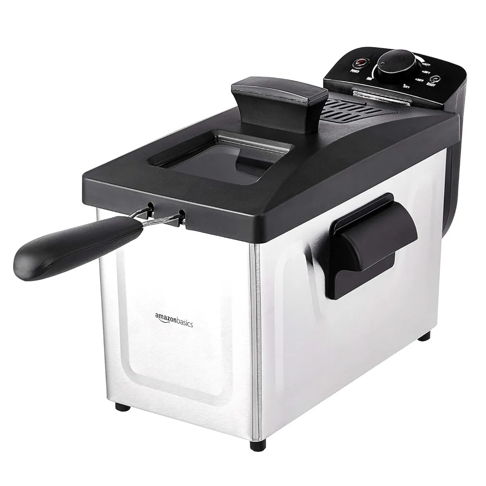 

3.2-Qt (3.0L) Deep Fryer with 12-Cup Oil Capacity, Adjustable Temperature, Easy Draining Basket, Stainless Steel Exterior