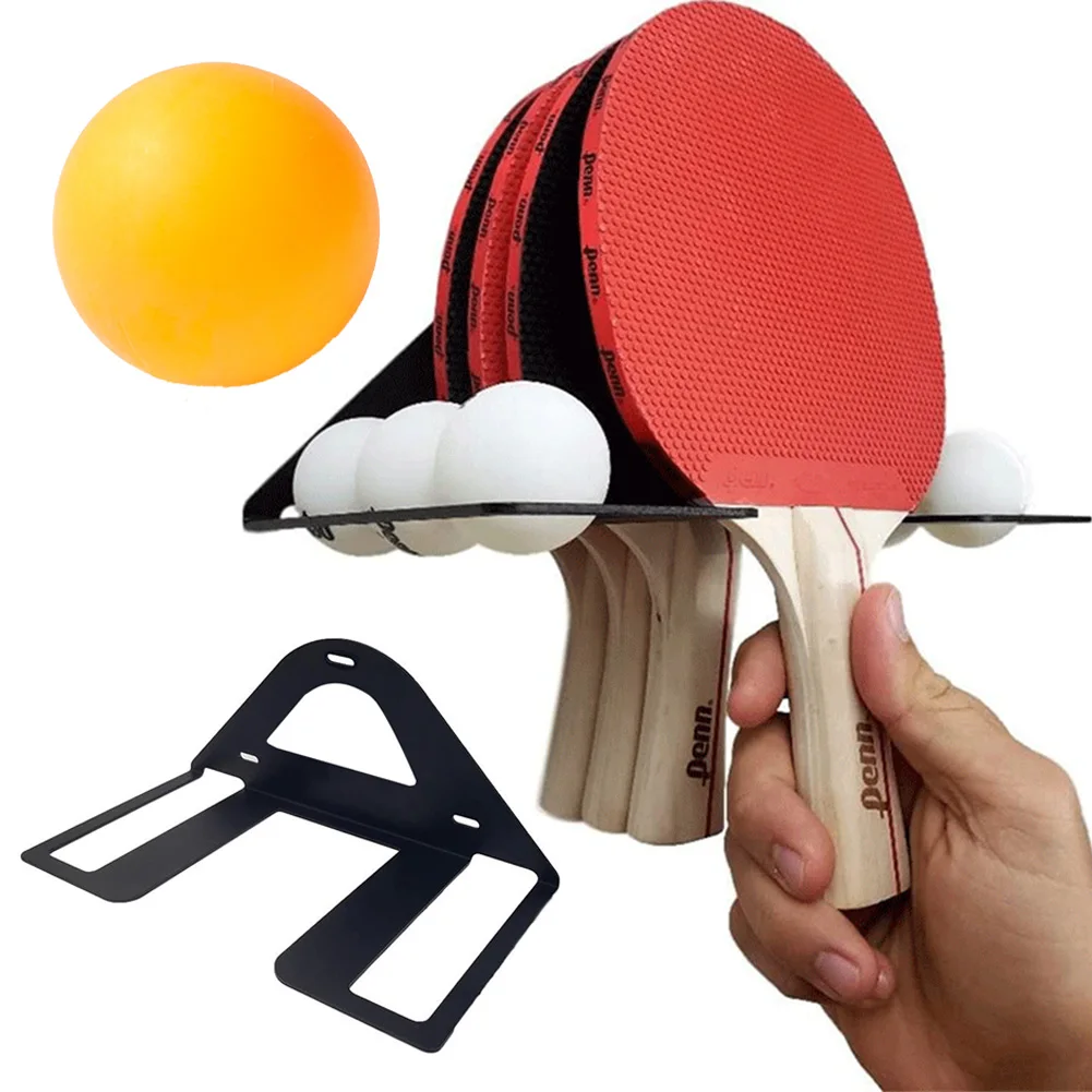 

Table Tennis Paddle Display Holder Ping Pong Ball Holder Holds Up To 6 Balls and 4 Paddles Wall Mounted Table Tennis Accessories