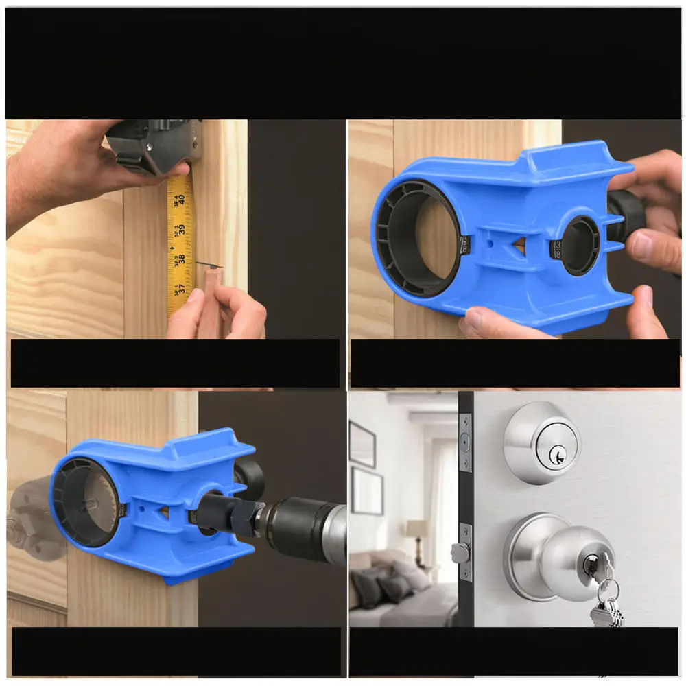 Professional Wood Door Lock Hole Opener Tool Precision Positioning Jig Carpentry Accessory For Home Decoration