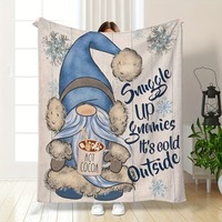 Cozy Blue Gnome Printed Flannel Blanket Soft Office Home and Outdoor Use Perfect Leg Cover for Chilly Days Travel and Camping