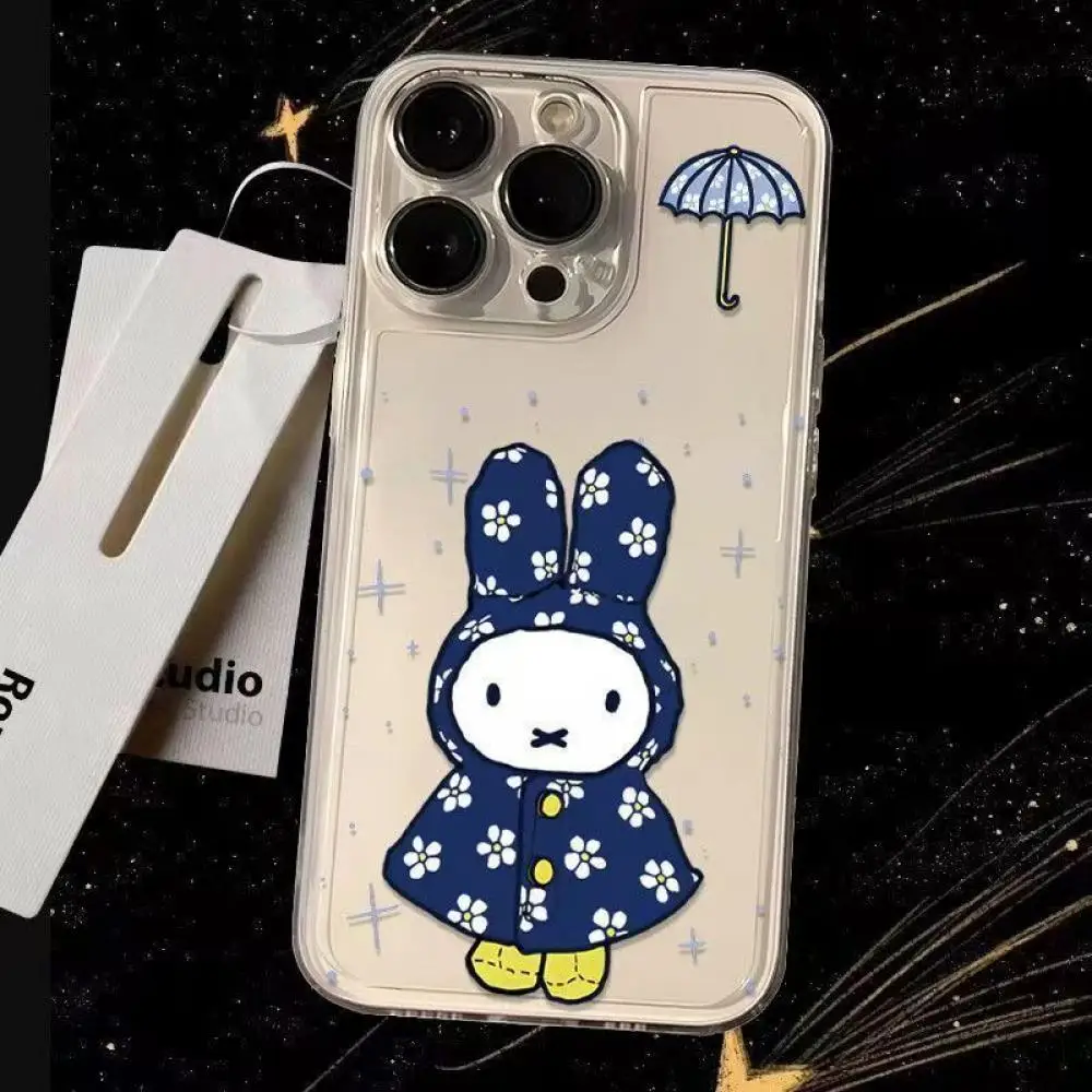 Coque de téléphone parapluie Miffy, étui souple adapté à l'iphone 12 13 14 15 16 Apple, cadeau tout compris Kawaii