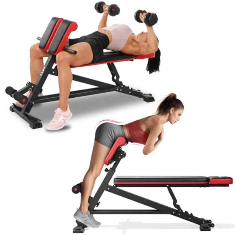 

4 in 1 Roman Chair with Adjustable Weight Bench and Sit Up Bench for Full Body Workout, Fitness equipment for HyperBack Extensi