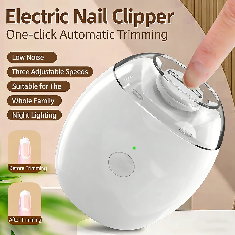 Customizable Portable 2 in 1 Mini Electric Nail Clipper Polisher with Light Low Noise Ail Trimmer Manicure Tools for Baby Adult