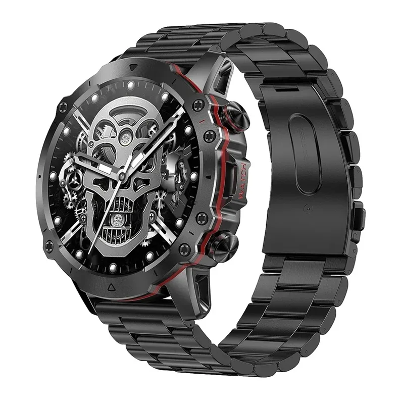 2024 Orologio intelligente AK56 da uomo con schermo grande da 1,43". Bluetooth, Chiamate e Musica. Monitor per il fitness e la salute. Ideale per i stili di vita attivi.