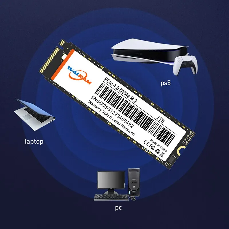 WALRAM NVMe SSD 512GB 1TB 2 TBSSD M2 PCIe 4.0x4 NVMe M.2 PCIe SSD Disk hard Drive Internal Solid State Drives for Laptop PS5 PC