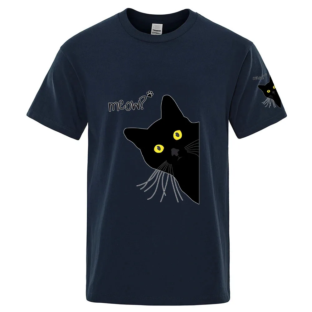 Black Cat Funny Logo Print 2026 Premium Brand Men's Solid Color Round Neck Avant Garde Style Quick-dry T-shirt Pants Suits