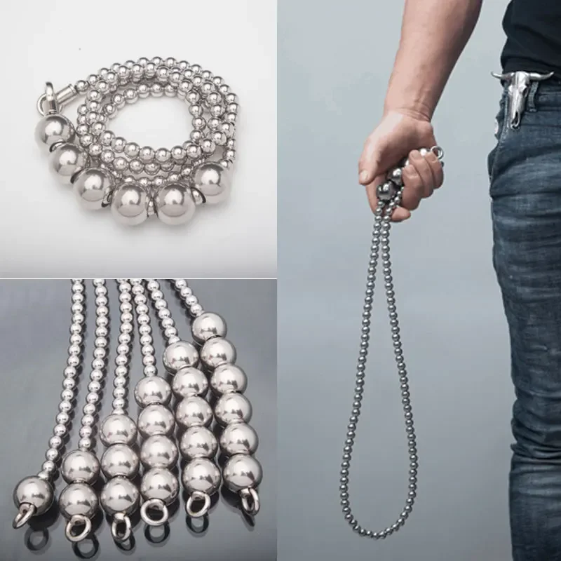 

EDC Big Steel Ball Bracelet Outdoor Self defense Necklace Stainless Steel Whip Stainless Steel Personal Safety Whip Car Weapon