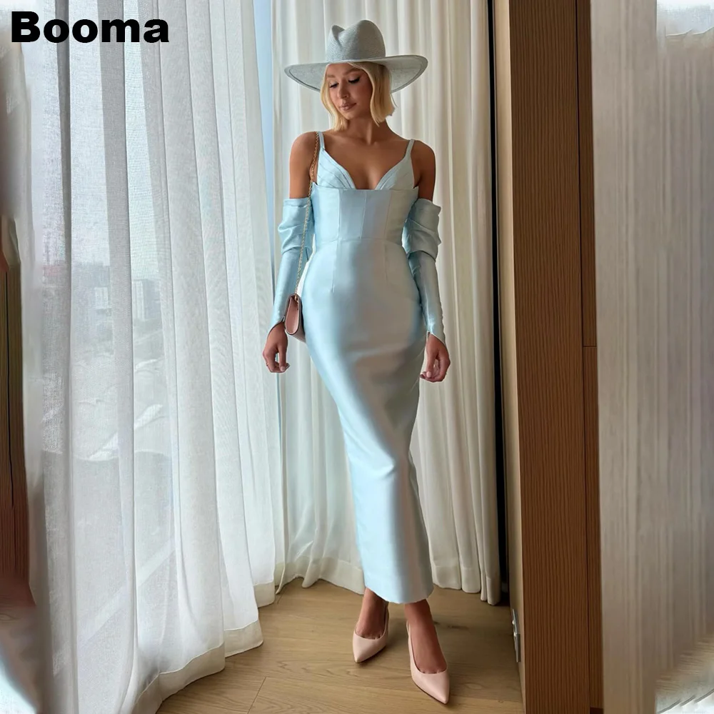 

Booma Elegant Mermaid Evening Dresses V Neck Prom Gowns Ankle Length Formal Occasion Dresses Wedding Guest Dress for Women