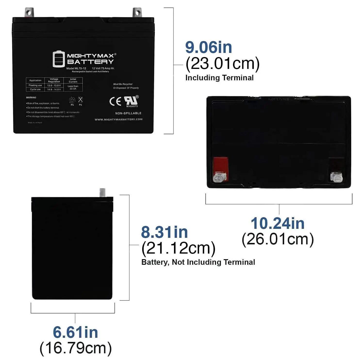 12V 75Ah SLA Replacement Battery for BW 12750 Z, Customized