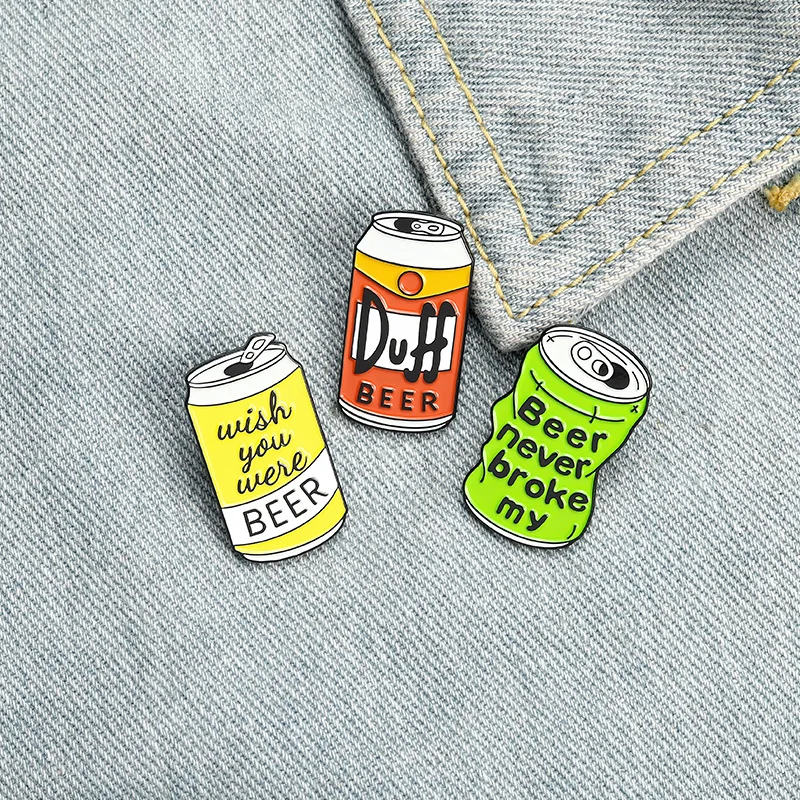 Cartoon Can Letter Brooch Duff Beer Can Beer Drink Paint Alloy Badge Personalized Versatile Clothing Bag Accessories Badge