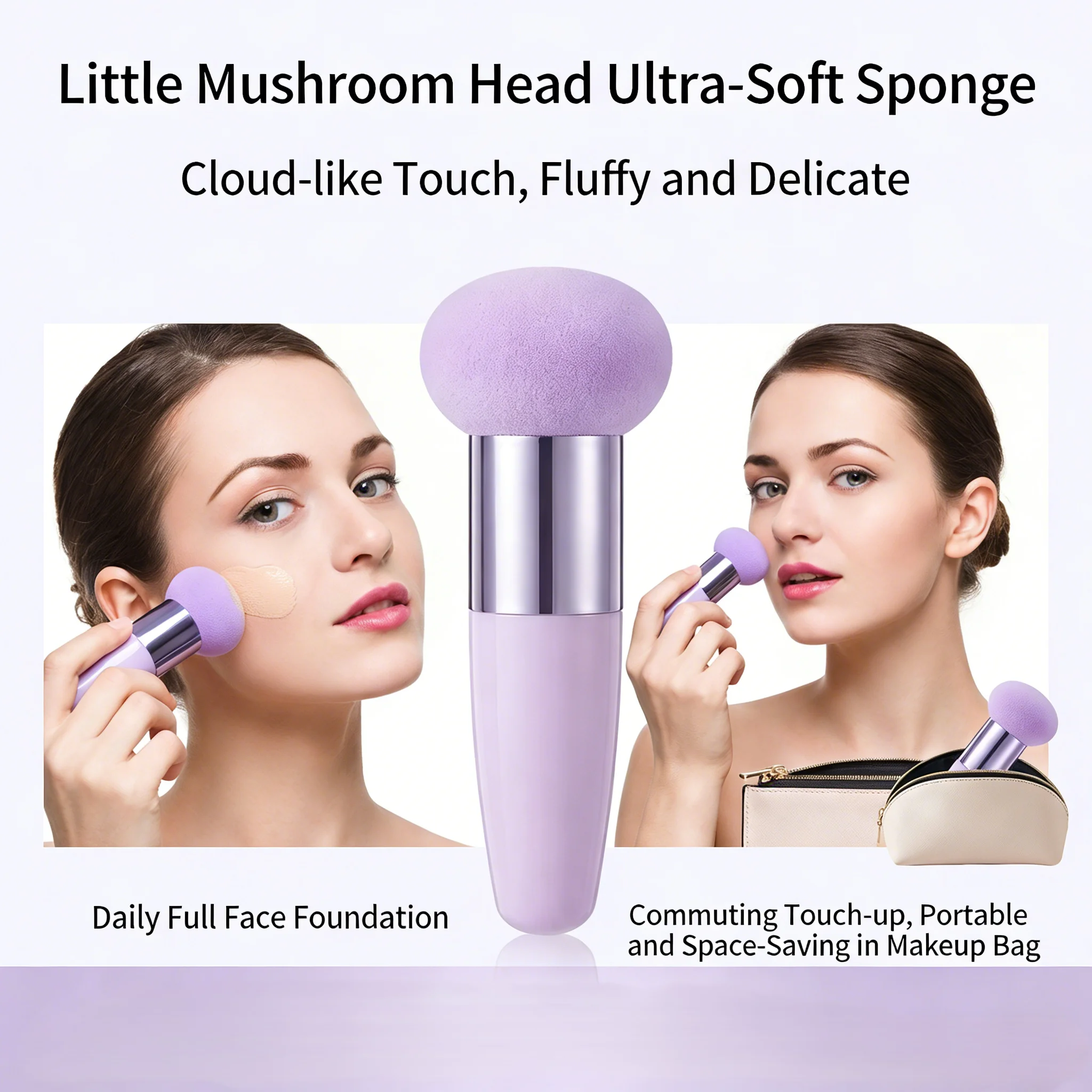 1 Piece Mushroom Head Makeup Brush with Handle, Women's Beauty Tool, Puff Special for Liquid Foundation,.