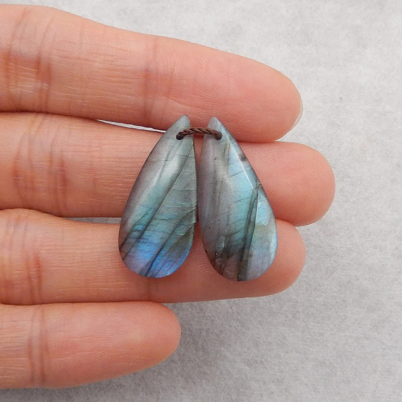 

Popular Stone Earrings Beads Natural Stone Labradorite Earring Beads 26x12x4mm 3.6g Semiprecious Fashion Jewelry Accessories