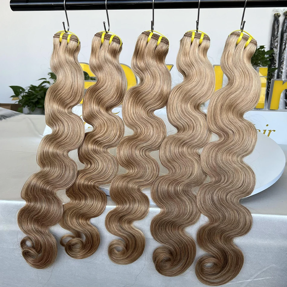 Yiwigs 10A Grade #27 Honey Blonde Colored Body Wave 100% Raw Human Hair Bundles 10-24 inches Hair Weave Extensions For Women