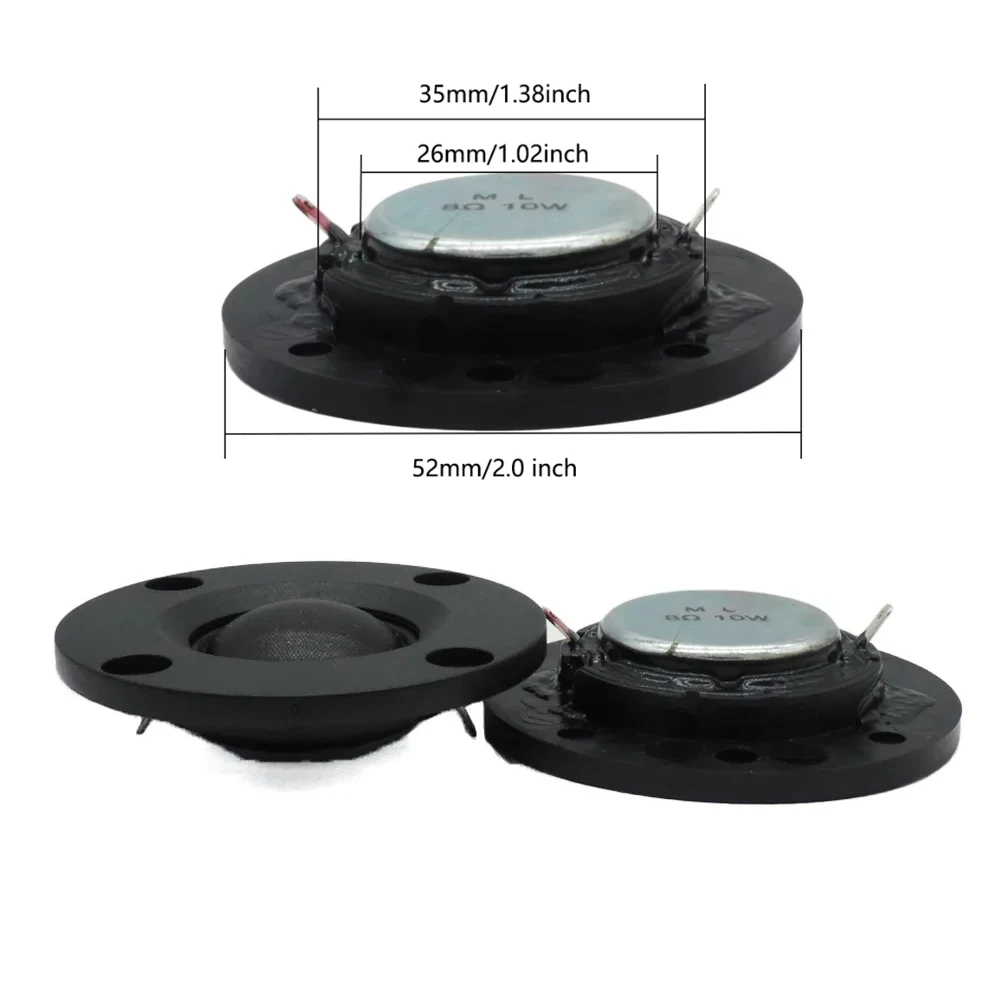 1 Piece 52MM Round Audio Speaker 4 Ohm/8 Ohm 10W-20W Tweeter Speakers Silk Membrane HIFI Music DIY Bluetooth Hifi Loudspeaker
