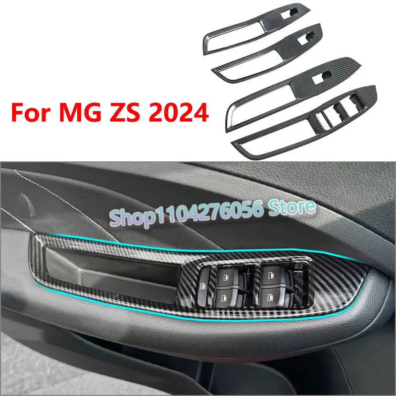 

For MG ZS 2024 2025 ABS Carbon Fiber Car Window Switch Lift Button Cover Trim Interior Accessoriess