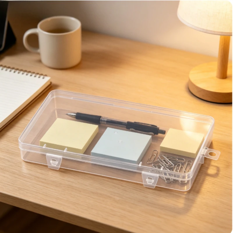 1Pc Transparent Rectangular Empty Plastic PP Box Portable Stationery Card Storage Box Mobile Phone Accessory Packaging Box