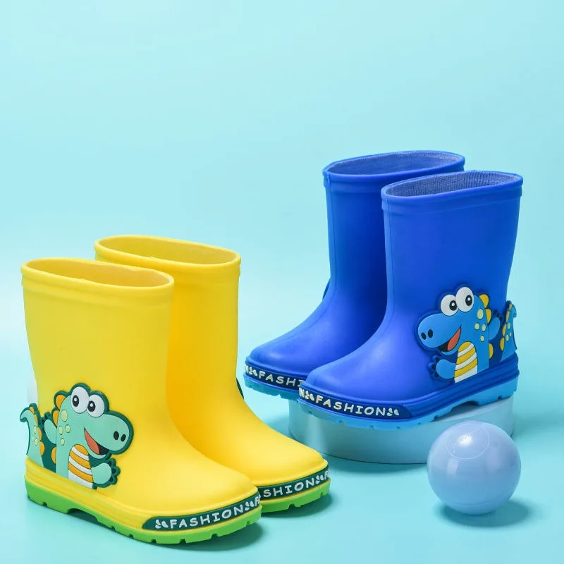 Children\'s Rain Boots Baby Kindergarten Elementary School Students Boys and Girls Waterproof Anti-slip Mid-tube Rubber Shoes