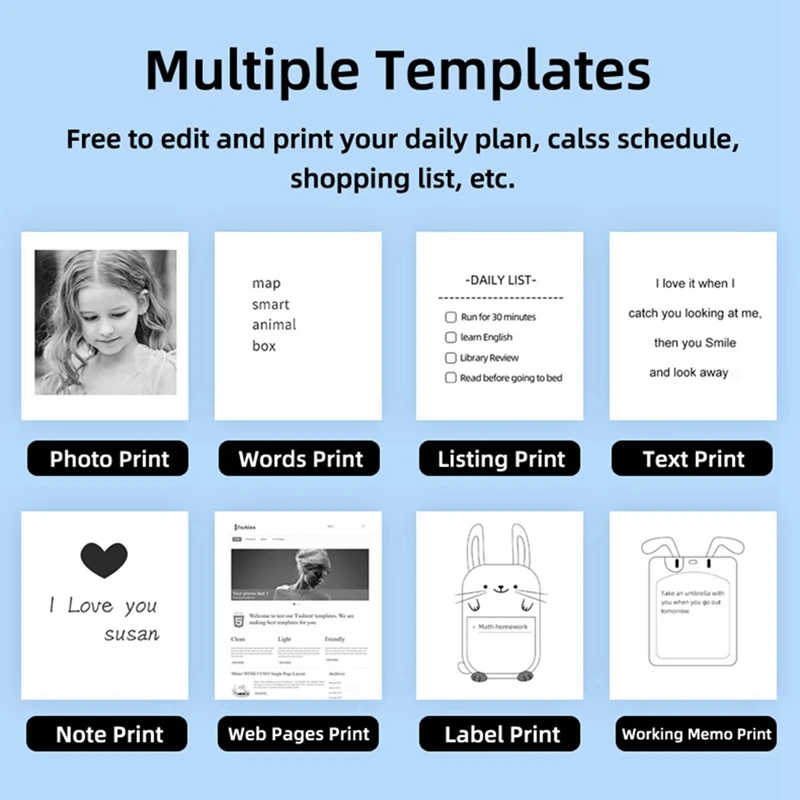 Mini Imprimante Thermique, Impression Photo, Sans Fil, BT, 200Dpi, Android, IOS, 57mm