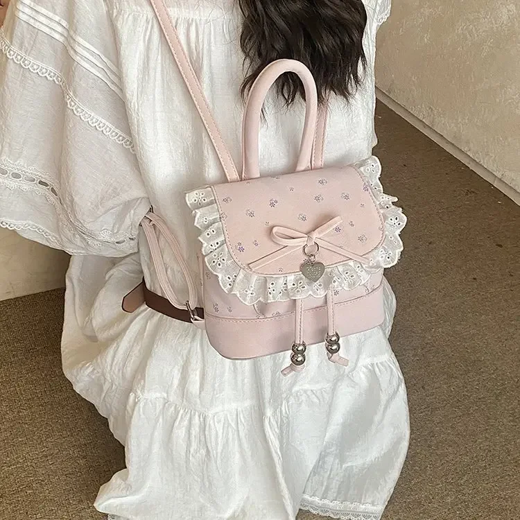 

Korean Fashion Girly Style Handbag 2026 New Lace High-Value Versatile Backpack for Women