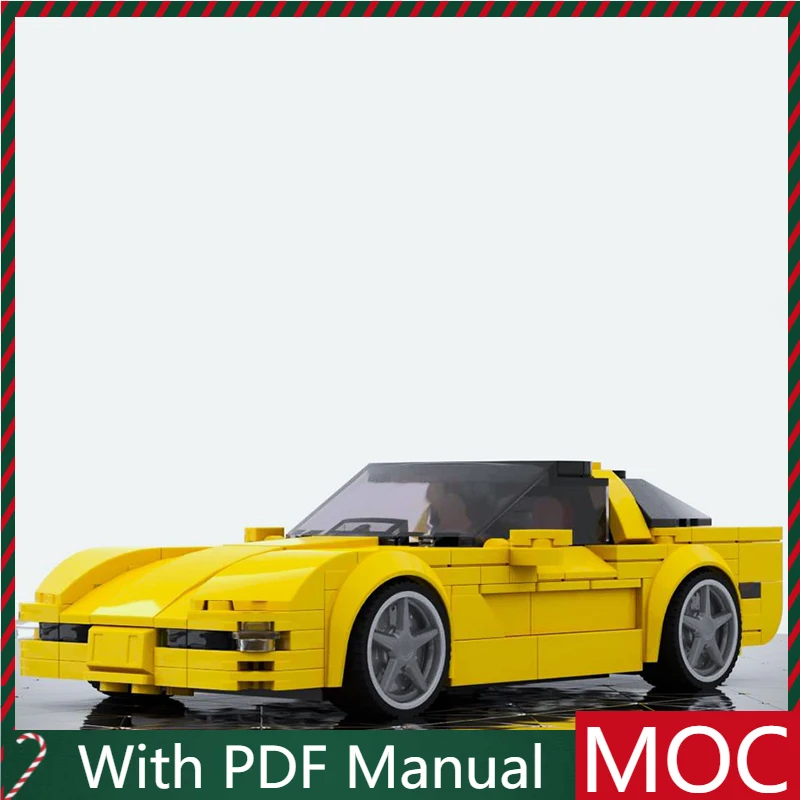 

300-детали, хит продаж, MOC, желтая модель спортивного автомобиля, модульные строительные блоки «сделай сам», детская сборка, дисплей, игрушки, фестиваль, подарок-сюрприз