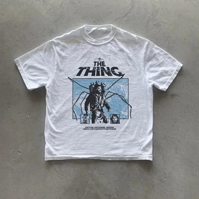Men's and Women's Same-Sized European Size Retro Movie Related Products T-Shirt Both Men and Women Can Wear This Retro T-shirt