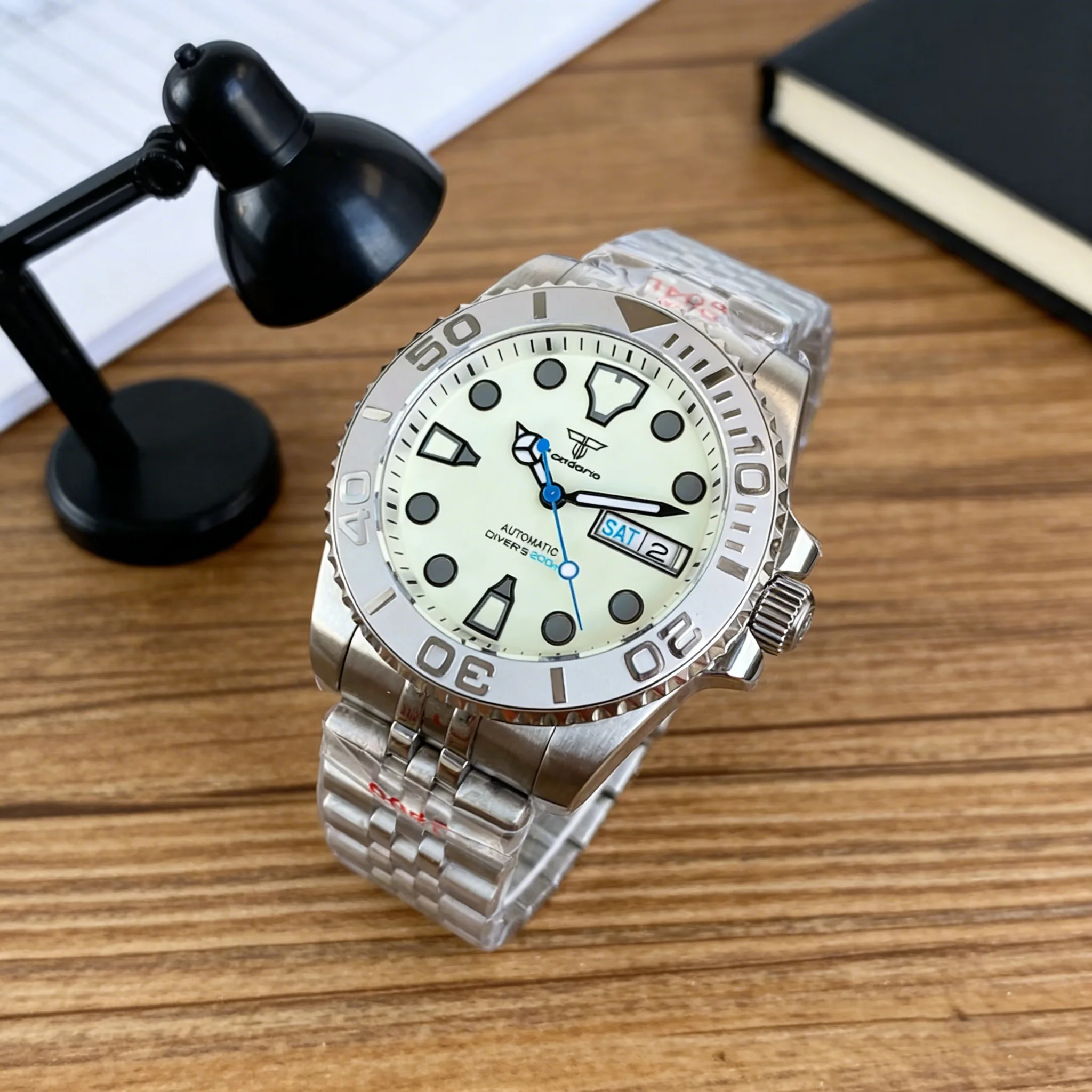 

Tandorio NH36AA Automatic Watch for Men Day Date Diver Mechanical Sapphire 20BAR Waterproof 316L Glide Lock Bracelet 40mm