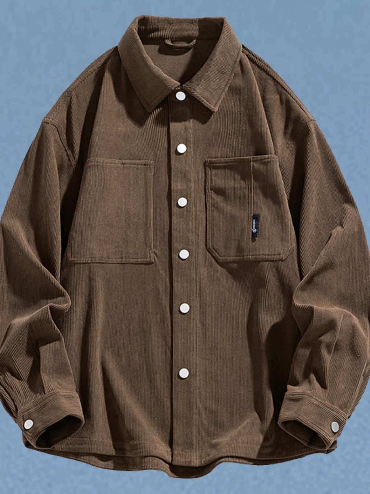 

Мужская вельветовая рубашка с длинным рукавом, повседневная, однотонная, в рабочем стиле, с двумя карманами, простой крой, весна-осень, новинка