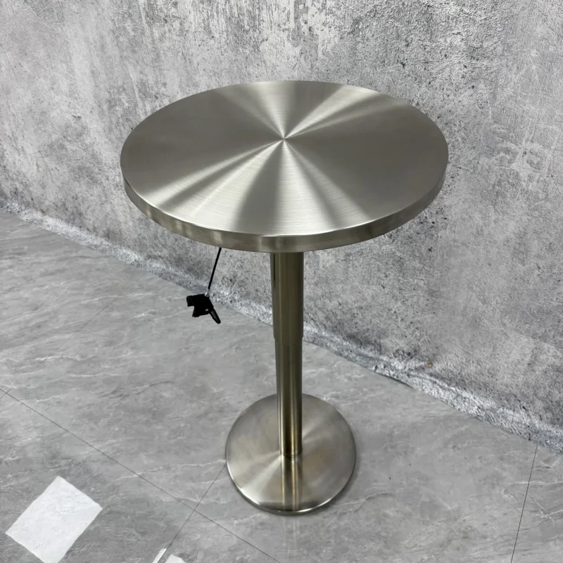 

Modern Elegant Stainless Steel Restaurant Table Industrial Use Adjustable Height for Outdoor Living Room Hotel Dining Metal